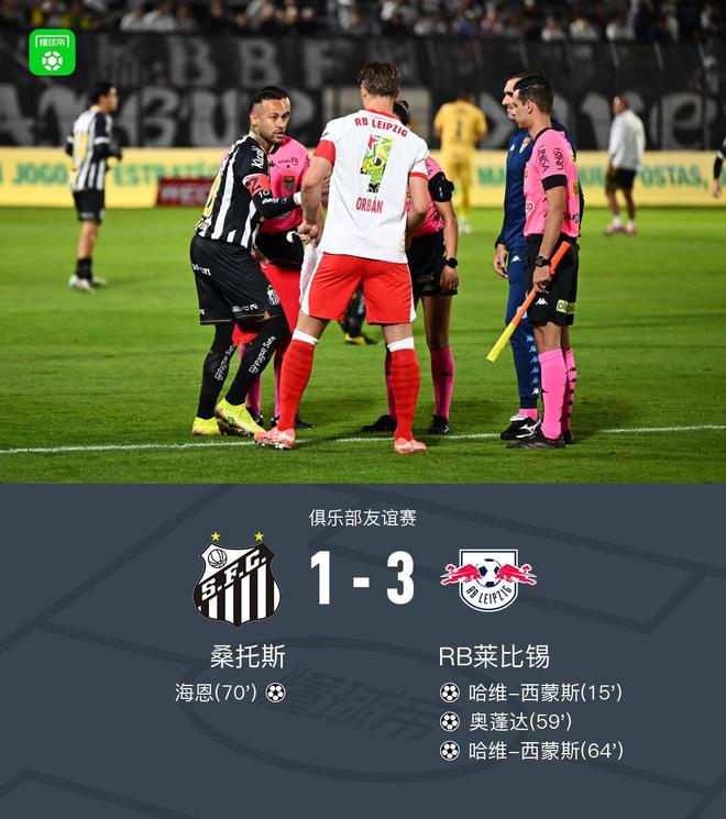 RB萊比錫勝桑托斯，哈維雙響，奧蓬達(dá)破門(mén)，3-1