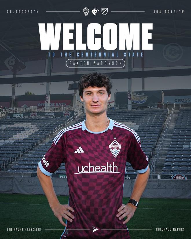 官方：科羅拉多急流簽約亞倫森，法蘭克福中場(chǎng)加盟